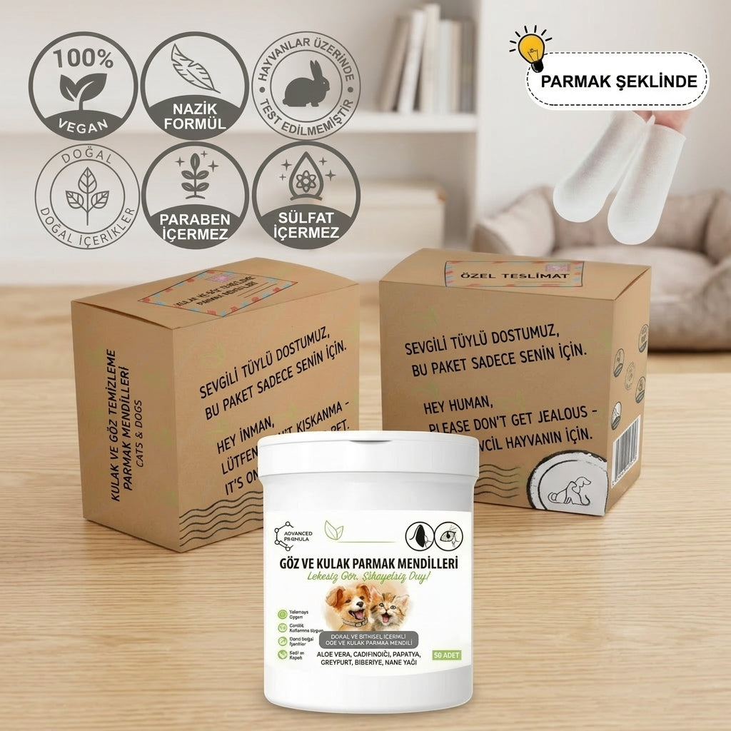 Tek Kullanımlık Vegan Temizleme Mendili | Kedi ve köpekler için